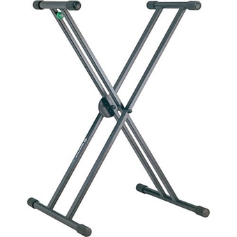 K&M 18990 Rick - Double Brace Keyboard X-Stand with Quick Release Height Adjustment (Black)