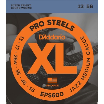 D'Addario EPS600 Jazz Medium XL ProSteels Electric Guitar Strings (6-String, 13 - 56)