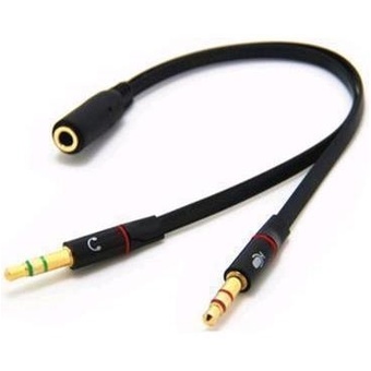 3.5mm Headphone Mic Audio Y Splitter Cable Female To Dual Male Converter Adapter (Black)