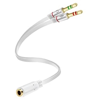 3.5mm Headphone Mic Audio Y Splitter Cable Female To Dual Male Converter Adapter (White)