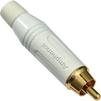 Amphenol AC Series RCA Male Cable Connector with Diecast Shell (White)