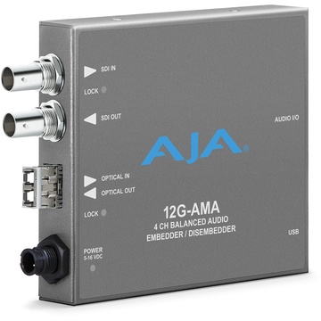 AJA 12G-SDI Input and Output up to 4K/UltraHD with LC Fiber Receiver