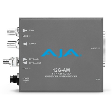 AJA 12G-SDI 8-Channel AES Embedder/Disembedder with ST Fiber Rx SFP