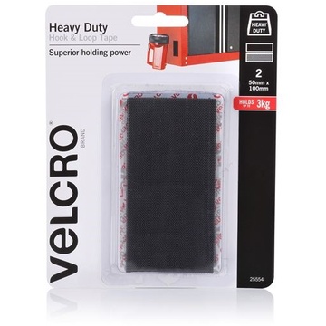 VELCRO Heavy Duty Hook & Loop Tape (50mm x 100mm) - 2 Pack