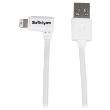 StarTech Angled Black Apple 8-pin Lightning Connector to USB Cable (2m, White)