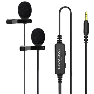 CKMOVA LCM2D Dual Head Lavalier Microphone with 3.5mm TRRS (6m Cable)