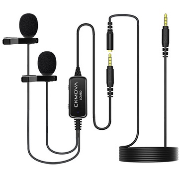 CKMOVA LCM6D Dual Head Omnidirectional Condenser Microphone with 3.5mm TRRS (3m + 3m Cable)