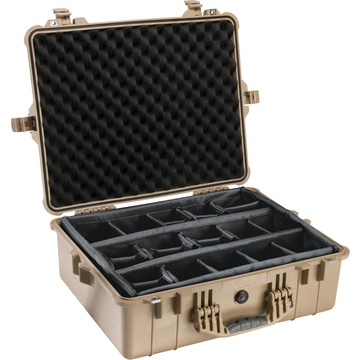 Pelican 1600 Case with Padded Divider Set (Desert Tan)