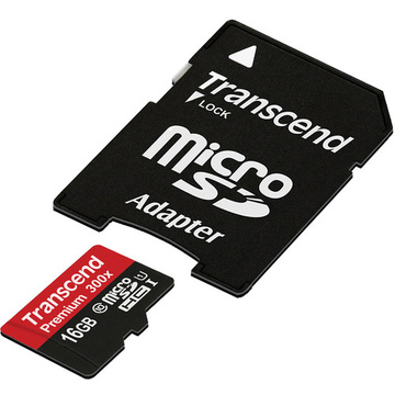 Transcend 16GB microSDHC Memory Card Premium 300x Class 10 UHS-I with microSD Adapter