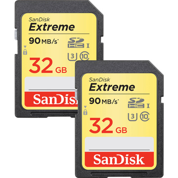 SanDisk 32GB Extreme UHS-I U3 SDHC Memory Card (Class 10, 2-Pack)