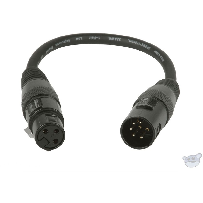 American DJ AC5PM5PFM Accu-Cable 5-Pin Male to 3-Pin XLR DMX Turnaround Cable