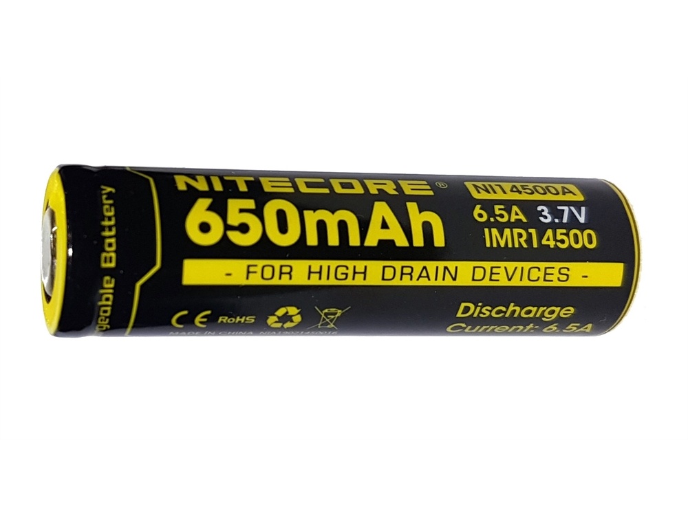 NITECORE NI14500A Flat Top Li-Ion Rechargeable IMR 14500 Battery (650mAh)