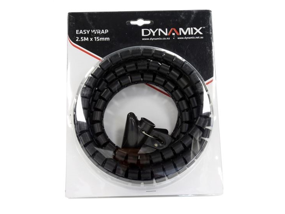 DYNAMIX Easy Wrap Cable Management Solution (Black, 2.5m x 15mm)