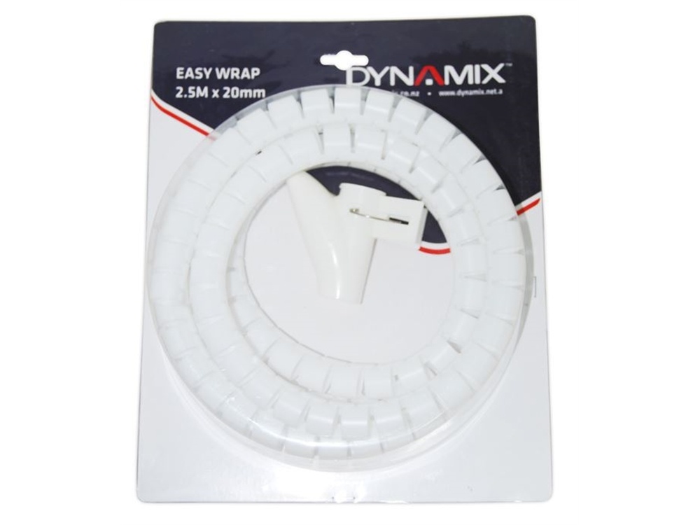 DYNAMIX Easy Wrap Cable Management Solution (White, 2.5m x 20mm)