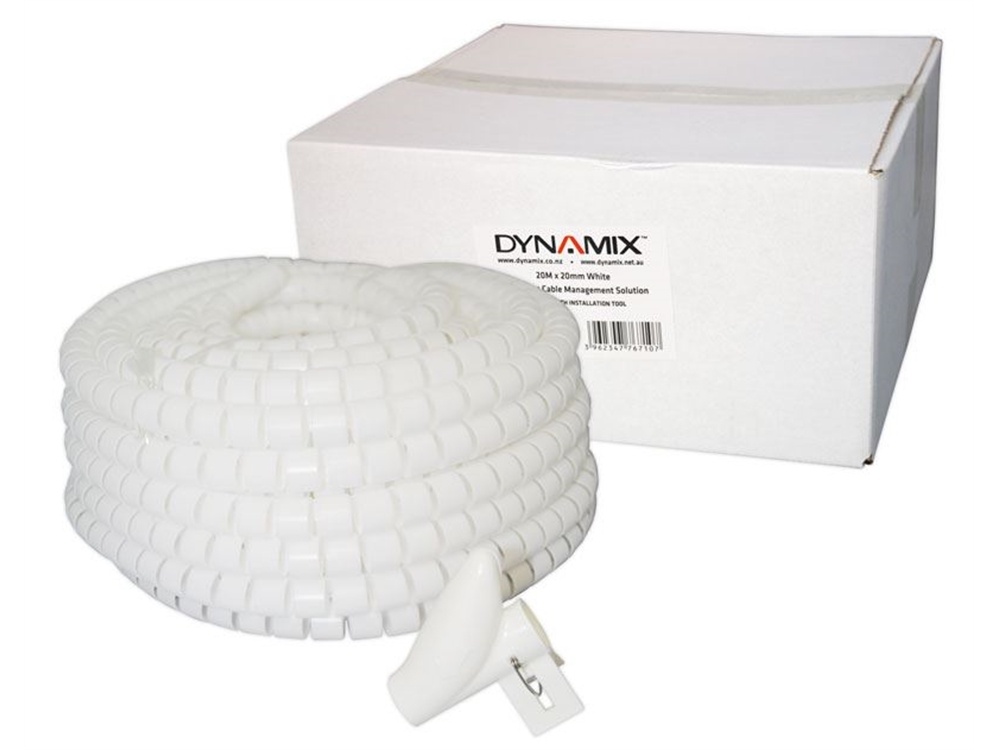 DYNAMIX Easy Wrap Cable Management Solution (White, 20m x 20mm)