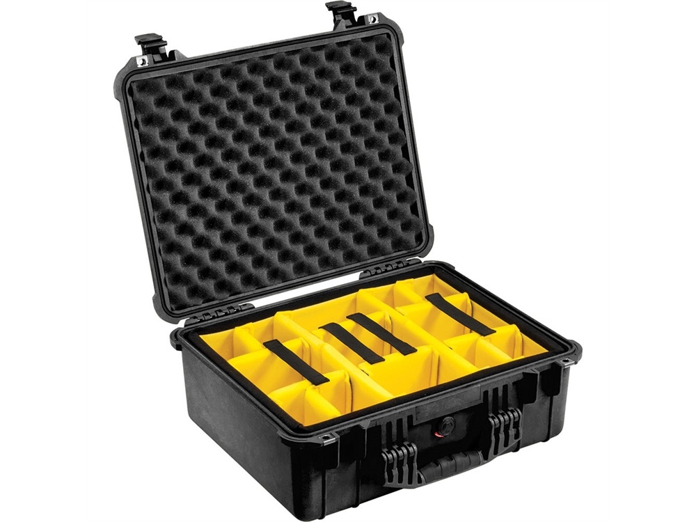 Pelican 1554 Waterproof 1550 Case with Yellow and Black Divider Set (Black)