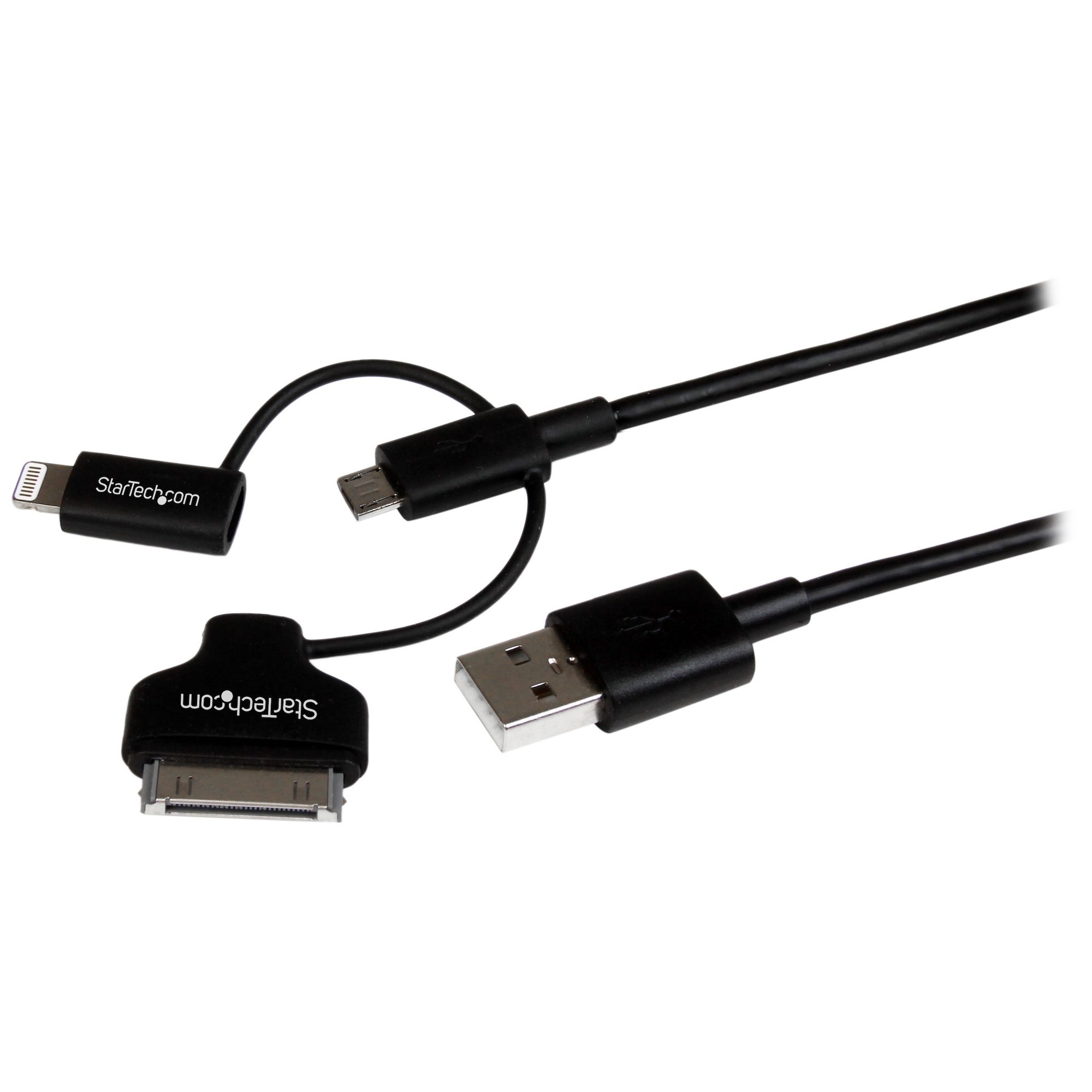 StarTech 3 in 1 Charging Cable - USB to Lightning / 30-pin Dock / Micro-USB (1m)