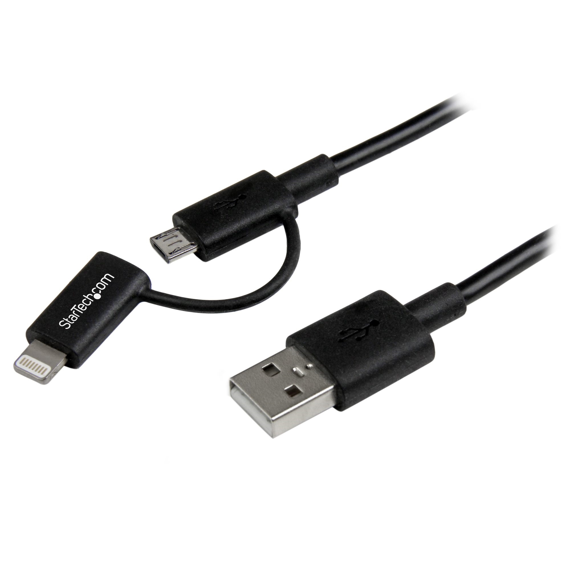 StarTech 2 in 1 Charging Cable - USB to Lightning or Micro-USB (1m)
