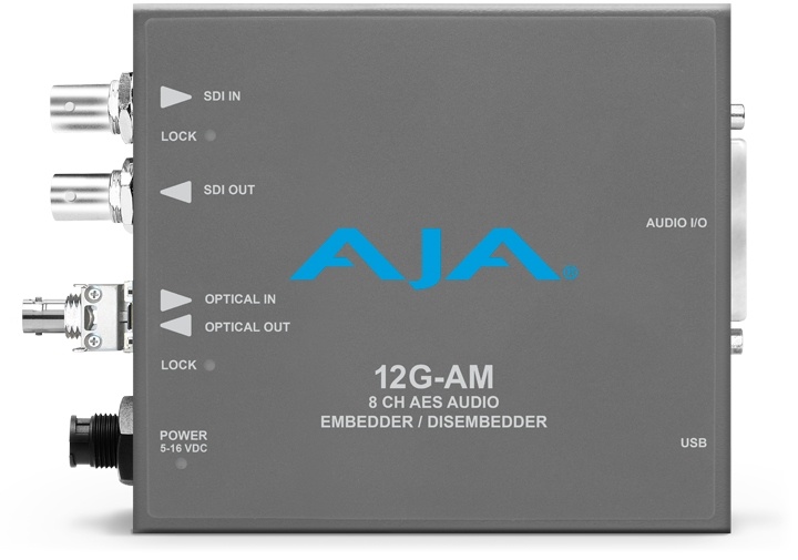 AJA 12G-SDI 8-Channel AES Embedder/Disembedder With ST Fiber Tx SFP
