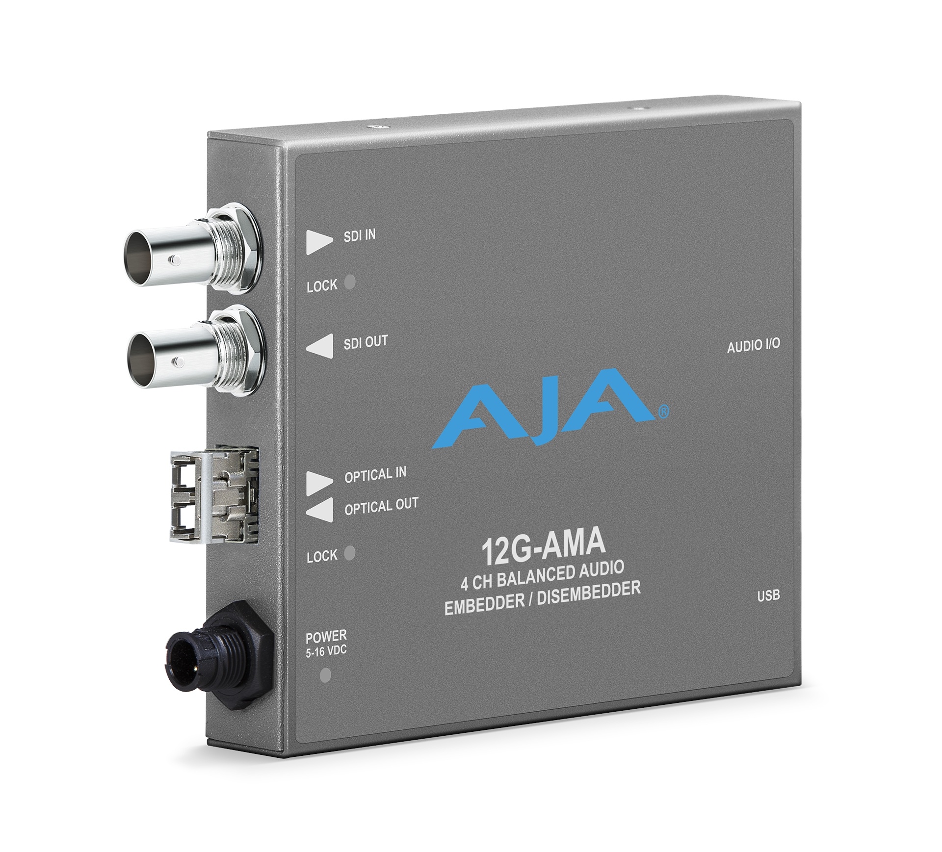 AJA 12G-SDI Input and Output up to 4K/UltraHD with LC Fiber Transceiver