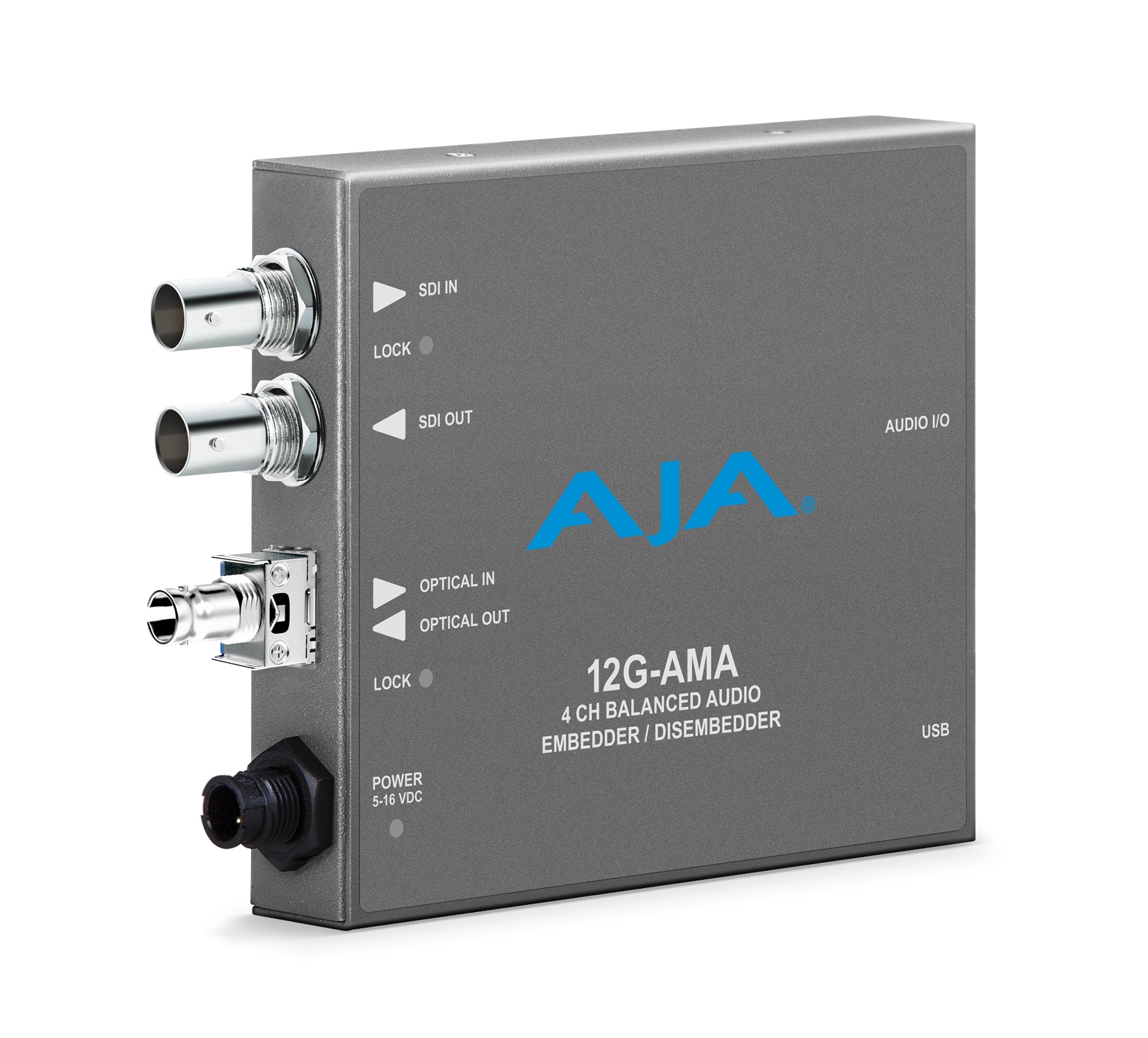 AJA 12G-SDI Input and Output up to 4K/UltraHD with ST Fiber Transmitter