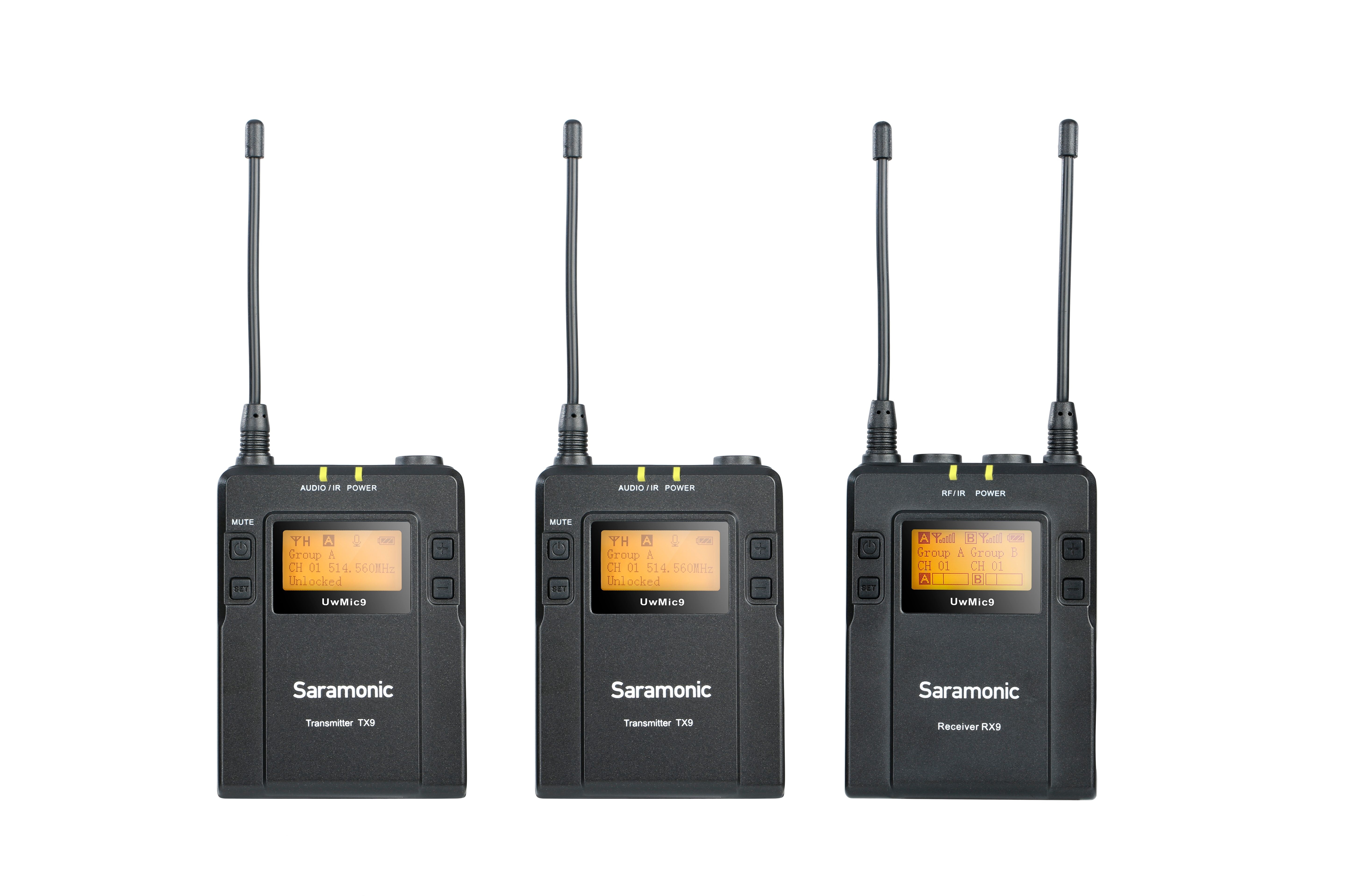 Saramonic UWMIC9 Dual Digital UHF Wireless 2x Transmitters and 1x Receiver Lavalier Mic System