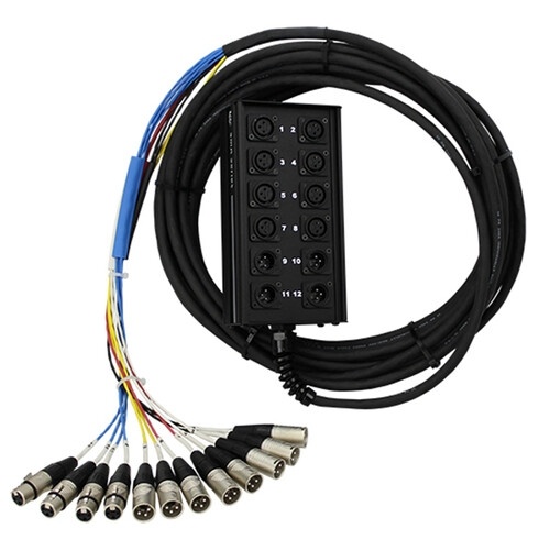 Pro Co Sound RoadMaster Snake 12 Channel Stagebox to Fanout Cable (8x Send + 4x XLR Return, 50')