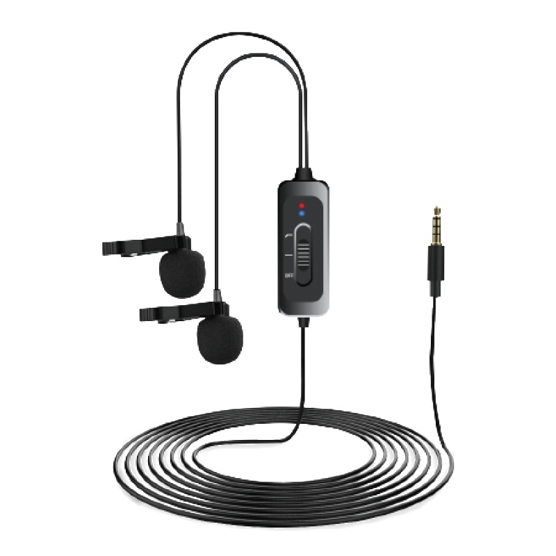 CKMOVA LCM5D Dual Head Lavalier Microphone with 3.5mm TRRS & 3.5mm to 6.35mm Adapter (8m Cable)