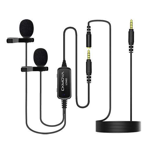 CKMOVA LCM6D Dual Head Omnidirectional Condenser Microphone with 3.5mm TRRS (3m + 3m Cable)