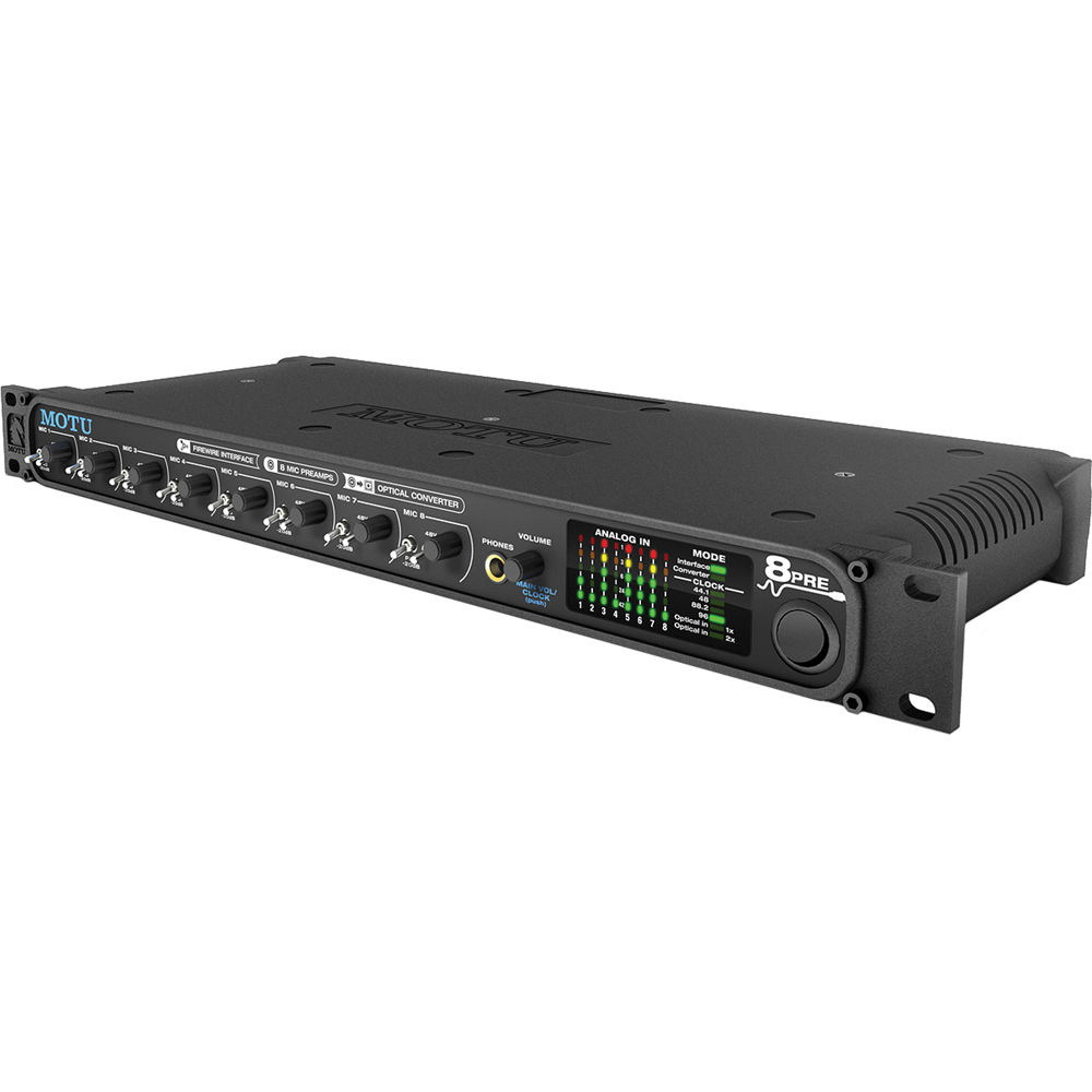 MOTU 8pre 16x12 USB Audio Interface with 8 Mic Inputs and Optical Expansion