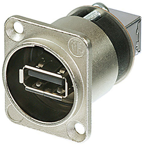 Neutrik Reversible USB A to USB B Gender Changer in D-Shape Housing (Nickel)